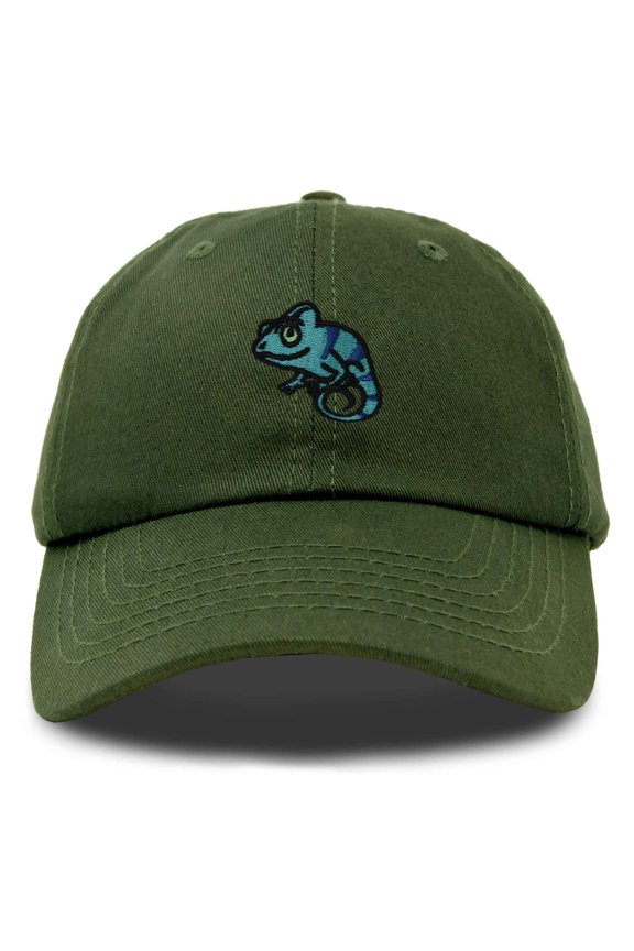 Chameleon Cap Embroidered Mens Cotton Dad Hat Baseball Hat in Olive
