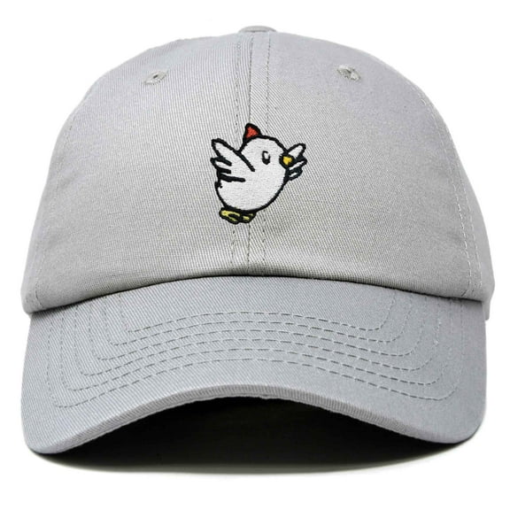 Dalix Chicken Embroidered Cotton Baseball Hat Adjustable Dad Cap Womens in Gray