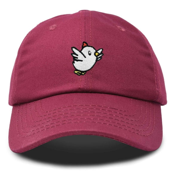 Dalix Chicken Embroidered Cotton Baseball Hat Adjustable Dad Cap Womens in Maroon