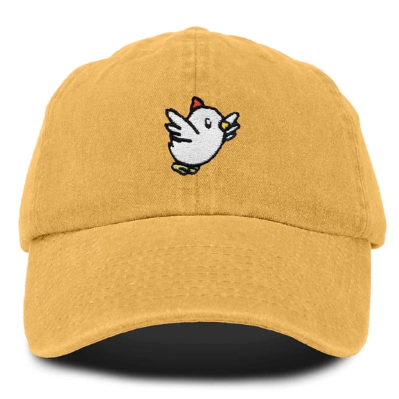 Dalix Chicken Embroidered Cotton Baseball Hat Adjustable Dad Cap Womens in Washed Gold