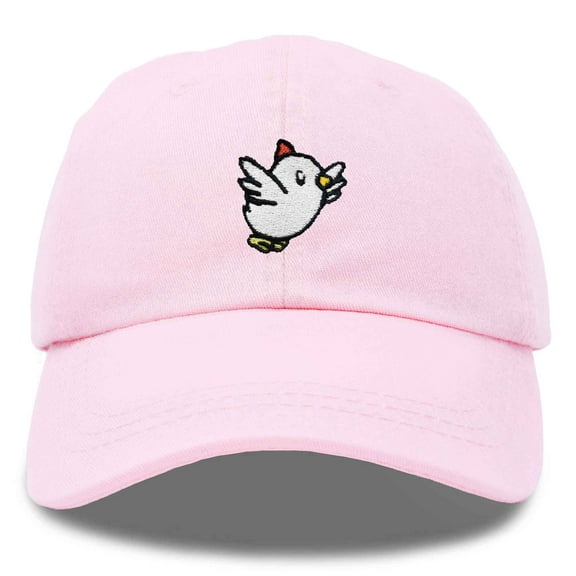 Dalix Chicken Embroidered Cotton Baseball Hat Adjustable Dad Cap Womens in Washed Pink