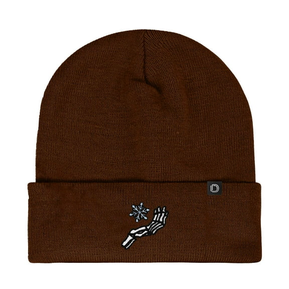 Dalix Chill Touch Embroidered Skeleton Winter Beanie Hat Knit Cap Cold Weather Mens in Brown