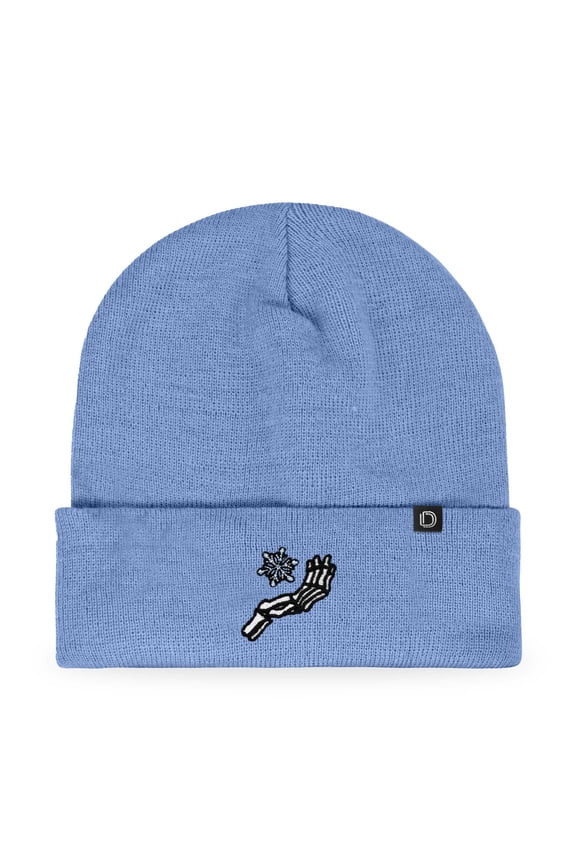 Chill Touch Embroidered Skeleton Winter Beanie Hat Knit Cap Cold Weather Mens in Periwinkle