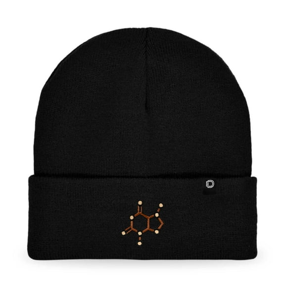 Dalix Chocolate Molecule Beanie Cap Dalix Chocolate Molecule Embroidered Beanie Hat Knit Cozy Cap Cold Weather Mens in Black