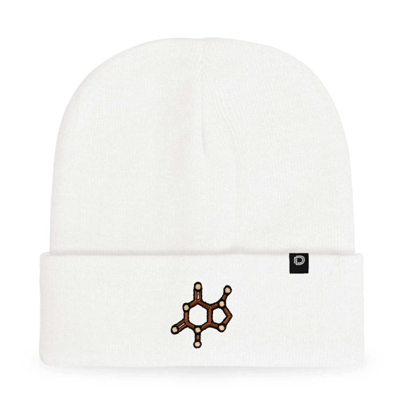 Dalix Chocolate Molecule Beanie Cap Dalix Chocolate Molecule Embroidered Beanie Hat Knit Cozy Cap Cold Weather Mens in White
