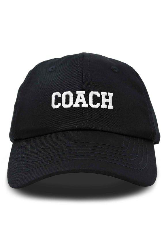 Coach Embroidered Sports League Baseball Cap Adjustable Dad Hat Mens in Black