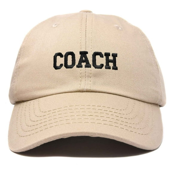 Dalix Coach Embroidered Sports League Baseball Cap Adjustable Dad Hat Mens in Khaki