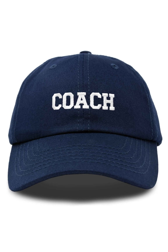 Coach Embroidered Sports League Baseball Cap Adjustable Dad Hat Mens in Navy Blue