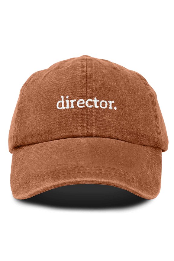 Director Embroidered Cotton Baseball Cap Adjustable Dad Hat Mens in Washed Orange