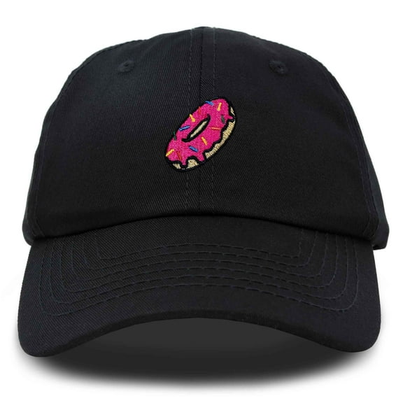 Dalix Donut Embroidered Mens Cotton Dad Hat Baseball Cap in Black