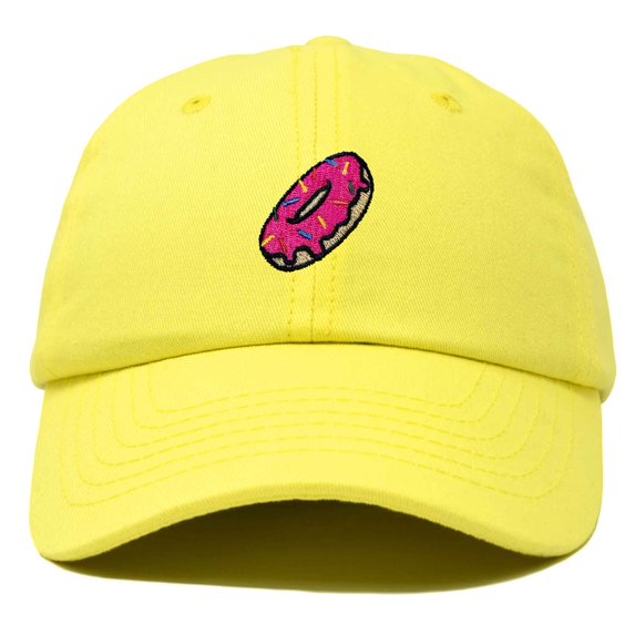 Dalix Donut Embroidered Mens Cotton Dad Hat Baseball Cap in Yellow
