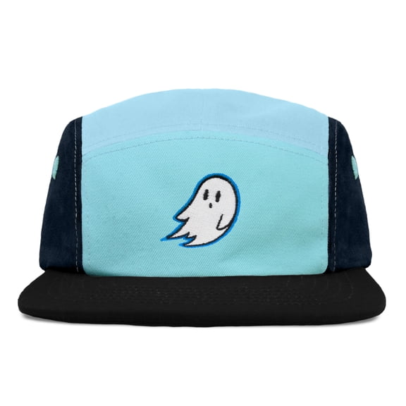 Dalix Embroidered Ghost 5 Panel Camper Hat Cap Cotton Baseball Hat Men Light Blue Black
