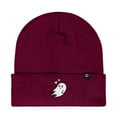 thumbnail image 1 of Dalix Heartly Ghost Embroidered Beanie Hat Knit Cap Cold Weather Womens in Maroon, 1 of 5