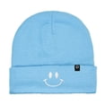 thumbnail image 1 of Dalix Embroidered Smile Face Beanie in Baby Blue, 1 of 5