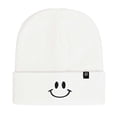 thumbnail image 1 of Dalix Embroidered Smile Face Beanie in White, 1 of 5