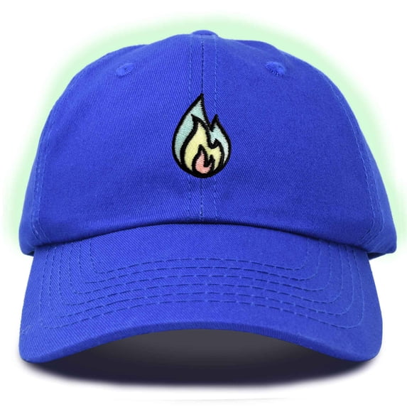 Dalix Fire Embroidered Lit Flame Dad Hat Cotton Baseball Cap Adjustable Mens in Royal Blue