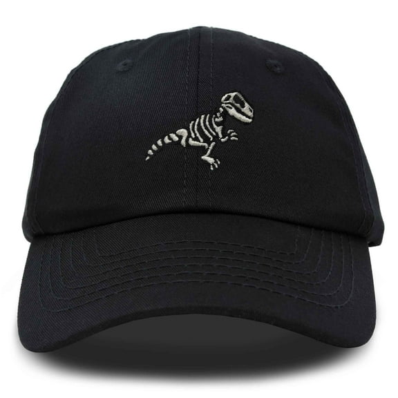 Dalix Fossil Embroidered Dinosaur T Rex Cotton Dad Hat Baseball Cap Adjustable Mens in Black