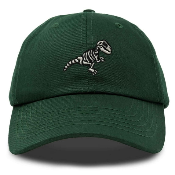 Dalix Fossil Embroidered Dinosaur T Rex Cotton Dad Hat Baseball Cap Adjustable Mens in Dark Green