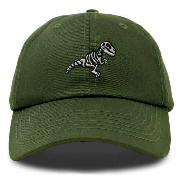 Dalix Fossil Embroidered Dinosaur T Rex Cotton Dad Hat Baseball Cap Adjustable Mens in Olive