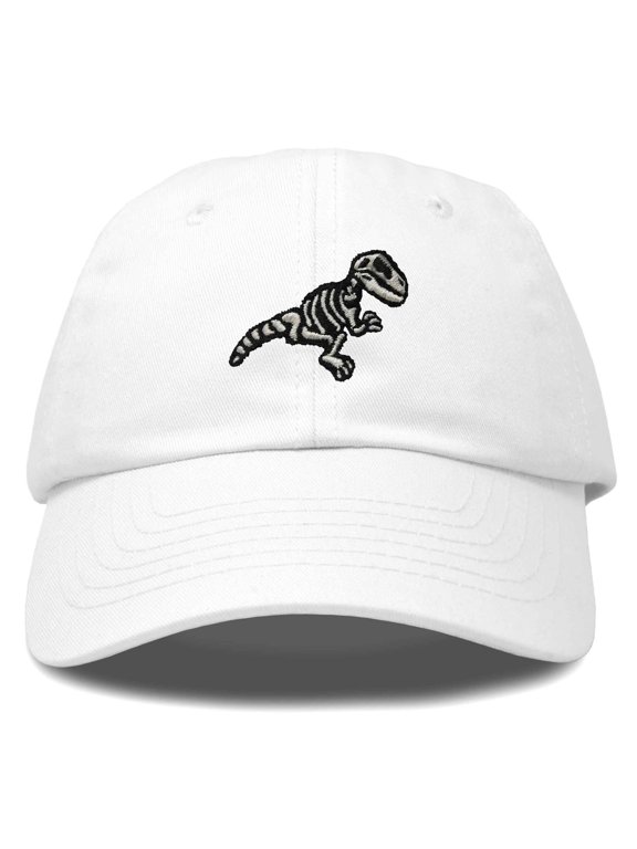 Fossil Embroidered Dinosaur T Rex Cotton Dad Hat Baseball Cap Adjustable Mens in White