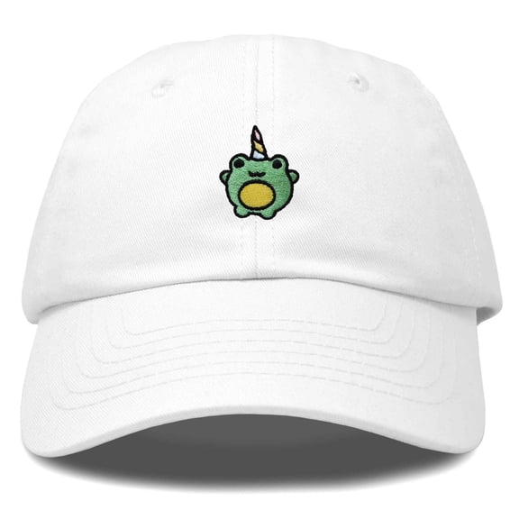 Dalix Froggy Unicorn Embroidered Cotton Dad Hat Baseball Cap Adjustable Mens Womens in White