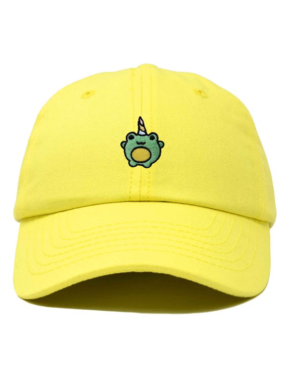 Froggy Unicorn Embroidered Cotton Dad Hat Baseball Cap Adjustable Mens Womens in Yellow