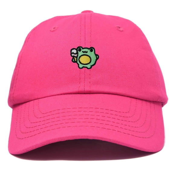 Dalix Gelato Frog Embroidered Womens Cotton Dad Hat Baseball Cap Adjustable in Hot Pink
