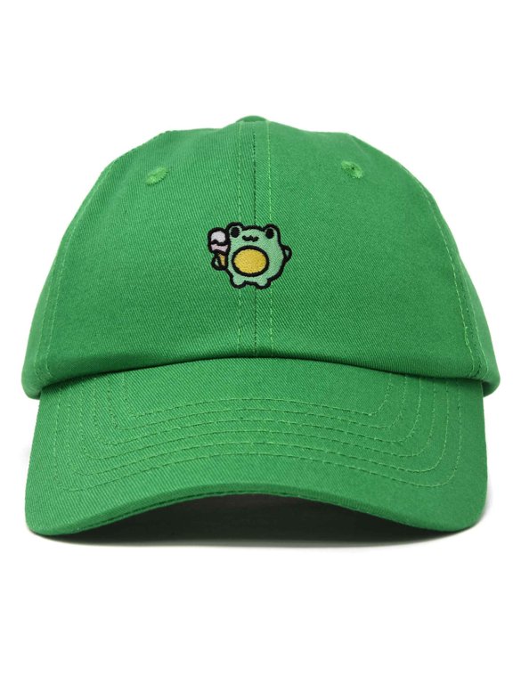 Gelato Frog Embroidered Womens Cotton Dad Hat Baseball Cap Adjustable in Kelly Green