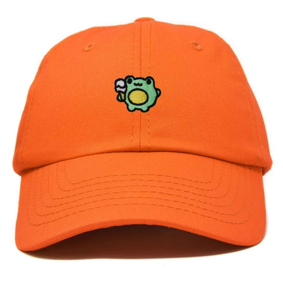 Dalix Gelato Frog Embroidered Womens Cotton Dad Hat Baseball Cap Adjustable in Orange