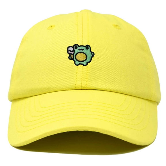 Dalix Gelato Frog Embroidered Womens Cotton Dad Hat Baseball Cap Adjustable in Yellow
