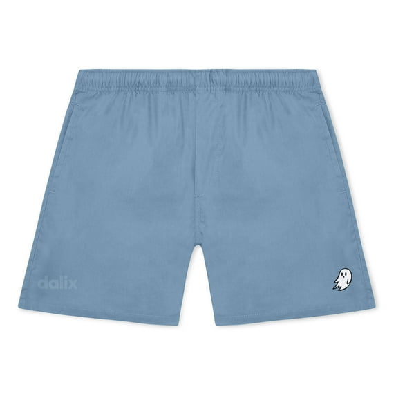 Dalix Ghost Beach Short Embroidered Casual Pocket Mesh Drawcord Waist Mens in Carolina Blue 2XL XX-Large