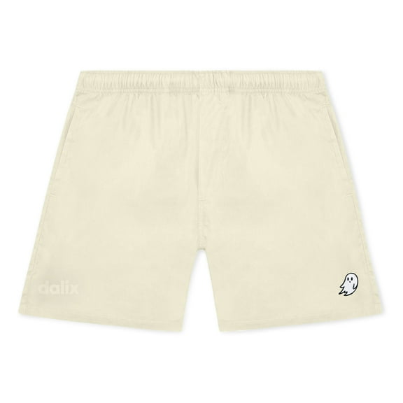 Dalix Ghost Beach Short Embroidered Casual Pocket Mesh Drawcord Waist Mens in Yellow XL X-Large