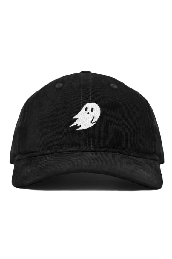 Ghost Corduroy Cotton Baseball Cap Adjustable Hat Mens in Black