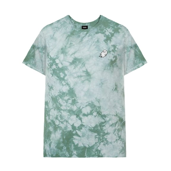 Dalix Ghost Embroidered Crystal Dye Short Sleeve Tee Lightweight Soft Cotton Shirt Mens in Dark Green 2XL XX-Large