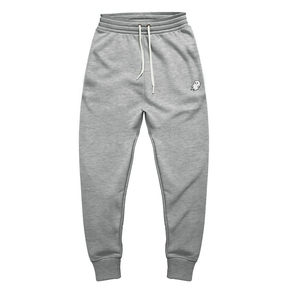 Dalix Ghost Embroidered Fleece Jogger Cuff Sweatpant Sweats Soft Warm Mens in Athletic Heather S Small