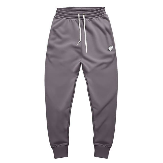 Dalix Ghost Embroidered Fleece Jogger Cuff Sweatpant Sweats Soft Warm Mens in Storm Gray 2XL XX-Large
