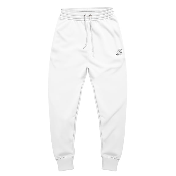 Dalix Ghost Embroidered Fleece Jogger Cuff Sweatpant Sweats Soft Warm Mens in White 2XL XX-Large