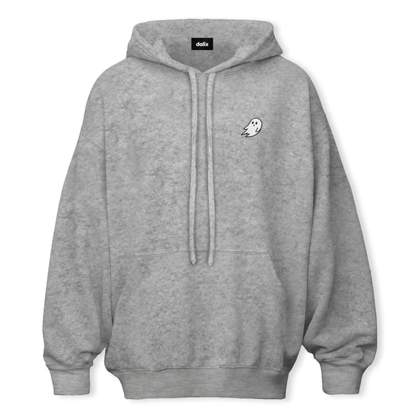 Dalix Ghost Embroidered Hooded Fleece Sweatshirt Cotton Mens in Athletic Heather S Small