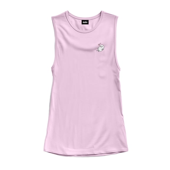 Dalix Ghost Embroidered Muscle Tank Sleeveless Cotton Soft Summer Womens in Lilac L Large