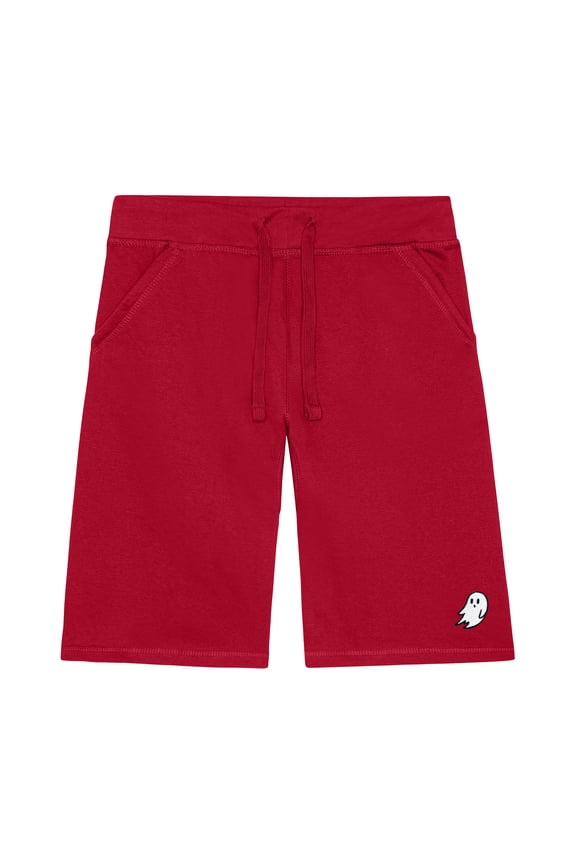 Ghost Embroidered Short Soft Fleece Relaxed Drawstring Fit Lounge Mens in Red S Small