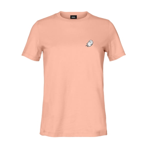 Dalix Ghost Embroidered Soft Cotton Short Sleeve T Shirt Womens in Terracotta 2XL XX-Large