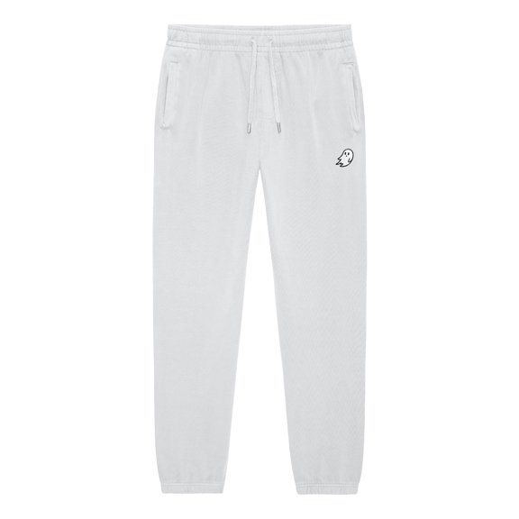 Dalix Ghost Embroidery Heavy Weight Fleece Sweatpants Soft Lounge Pant Drawstring Waistband Pockets Mens in Lunar Gray 3XL XXX-Large