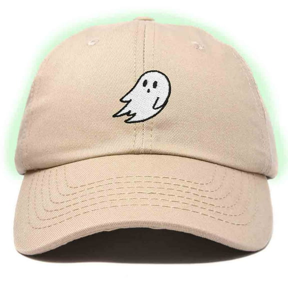 Dalix Ghost Glow in the Dark Embroidered Mens Womens Cotton Dad Hat Baseball Cap Adjustable in Khaki