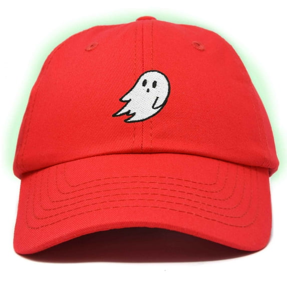 Dalix Ghost Glow in the Dark Embroidered Mens Womens Cotton Dad Hat Baseball Cap Adjustable in Red