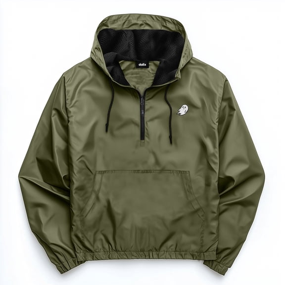 Dalix Ghost Pullover Jacket Lightweight Windbreaker Outdoor Running Breathable Hiking Travel Mens in Army XL X-Large