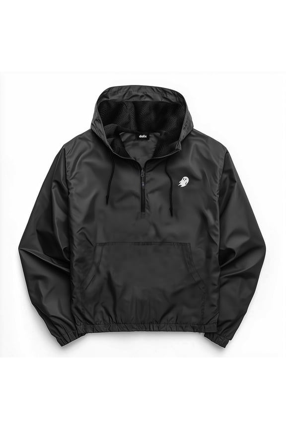 Ghost Pullover Jacket Lightweight Windbreaker Outdoor Running Breathable Hiking Travel Mens in Black L Large