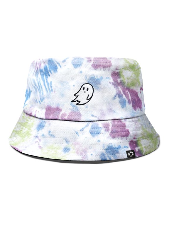 Ghost Tie Dye Bucket Hat Cotton Embroidery Casual Outdoor Style Mens in Tie Dye Green XL X-Large