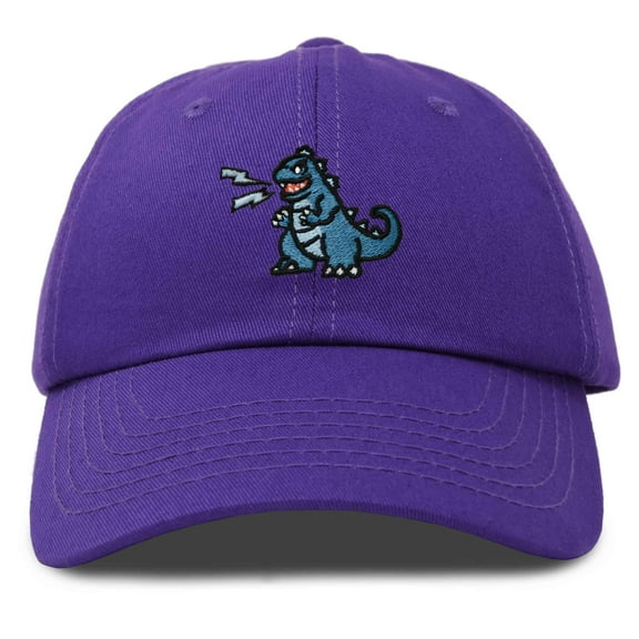 Dalix Giant Lizard Kaiju Embroidered Cotton Dad Hat Baseball Cap Adjustable Glow in the Dark Mens in Purple