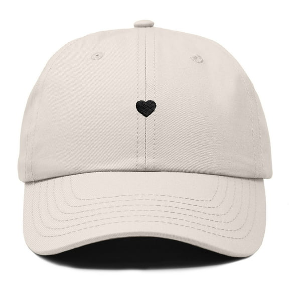 Dalix Heart Embroidered Cotton Summer Outdoor Baseball Cap Dad Hat Womens in Beige
