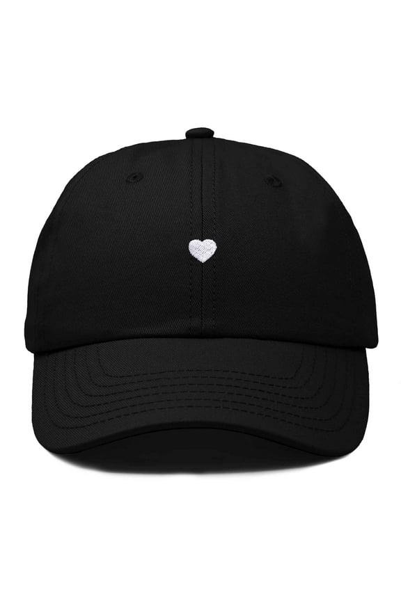 Heart Embroidered Cotton Summer Outdoor Baseball Cap Dad Hat Womens in Black